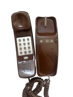 Vintage Brown Telephone GTE Slim-Line corded phone